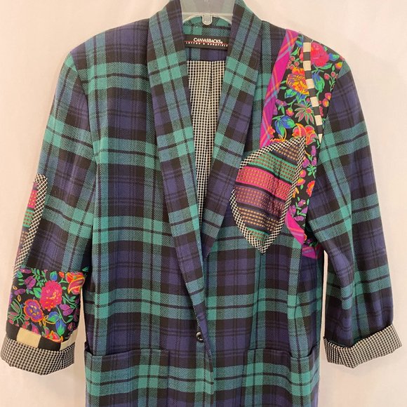 SOLD Canvasbacks Lutton & Horsefield Mixed Media Plaid Blazer NWOT - Picture 6 of 15